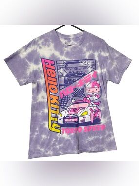 Hello Kitty Tokyo Speed Racing Tie Dye Graphic T-Shirt Women’s Medium Purple JDM